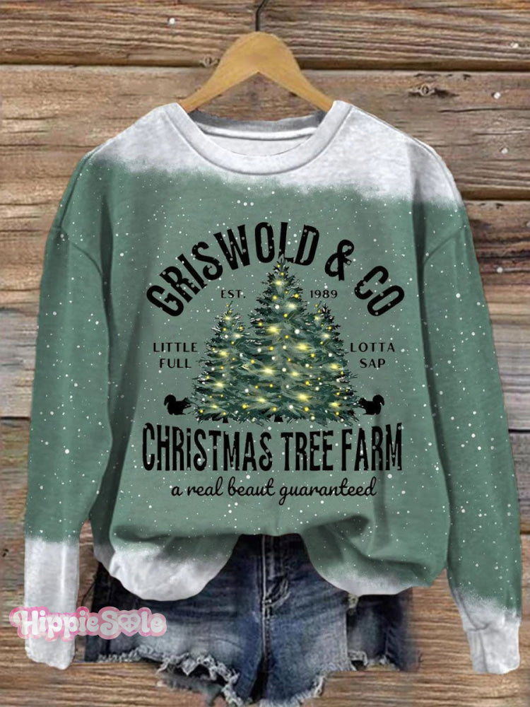 Christmas Tree Farm Art Print Casual Sweatshirt Green / S