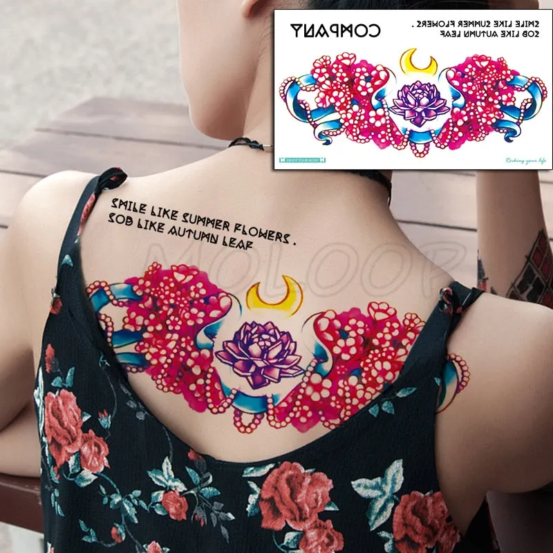 Temporary Tattoo Sticker Totem Flower Arrow Color Sexy Chest Back Fake Tatoo Waterproof Flash Tatto Body Art for Woman Girl