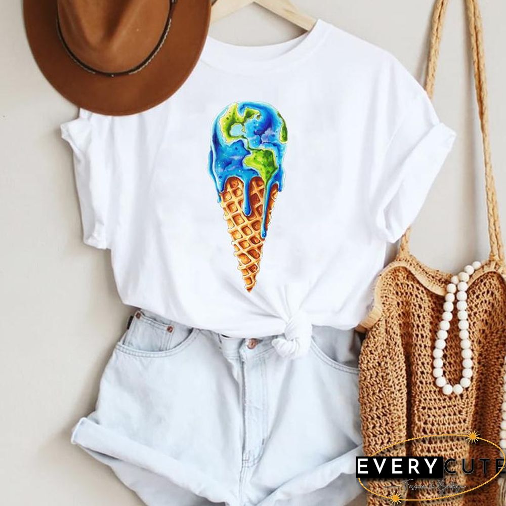 Women Cartoon Leopard Star Love Letter Trend 90S Fashion Summer Lady Print Tee Graphic T Top Female Tshirts Clothes T-Shirt