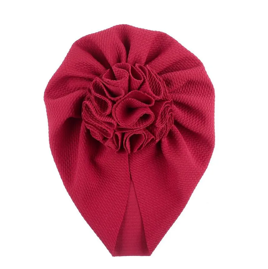 Newborn Baby Infant Toddler Boys Girls Solid Head Wrap Turban Cap Headband Beanie Hats Big Ruffled Flower Caps