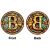 (Upgrade Size)DIY Double Sided Diamond Painting Alphabet Family Last Name Initial Sign Ornament with Chain Window Hanging Kit