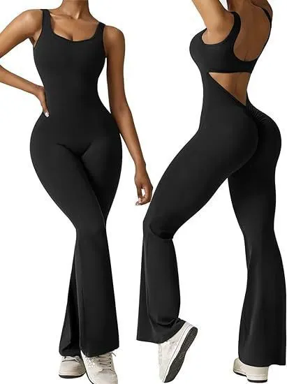 Nigikala Nigikala Women's Sleeveless Horn Jumpsuit Sexy Bare Back Vest Tightening Hip Yoga Jumpsuit