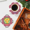 Diamond Painting Coaster DIY Flowers  Cup Cushion Table Placemat(6 Piece Set 1 Rack)