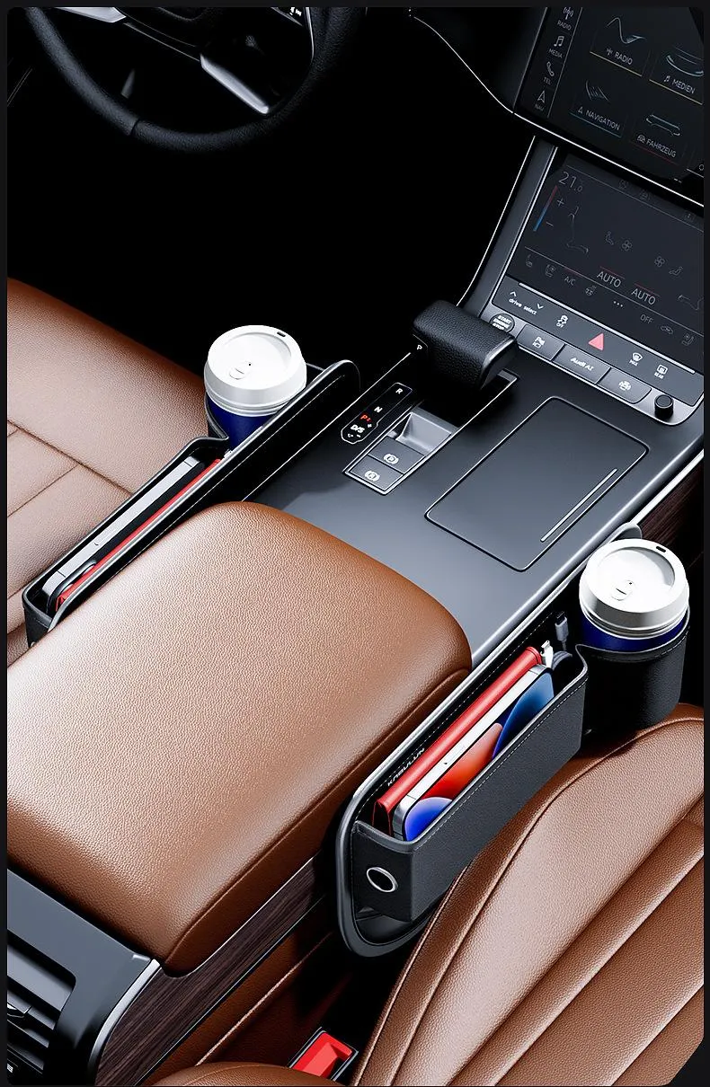 🔥Hot Sale🔥 Car Seat Gap Suede Storage Box (with Water Cup Storage Box)