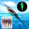 5Pcs Luminous Squid Jig Hook Fishing Lure Wood Shrimp Cuttlefish Hard Bait (002)