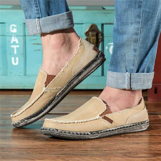MIXIDELAI classic canvas shoes men 2020 lazy shoes blue grey green canvas moccasin men slip on loafers washed denim casual flats