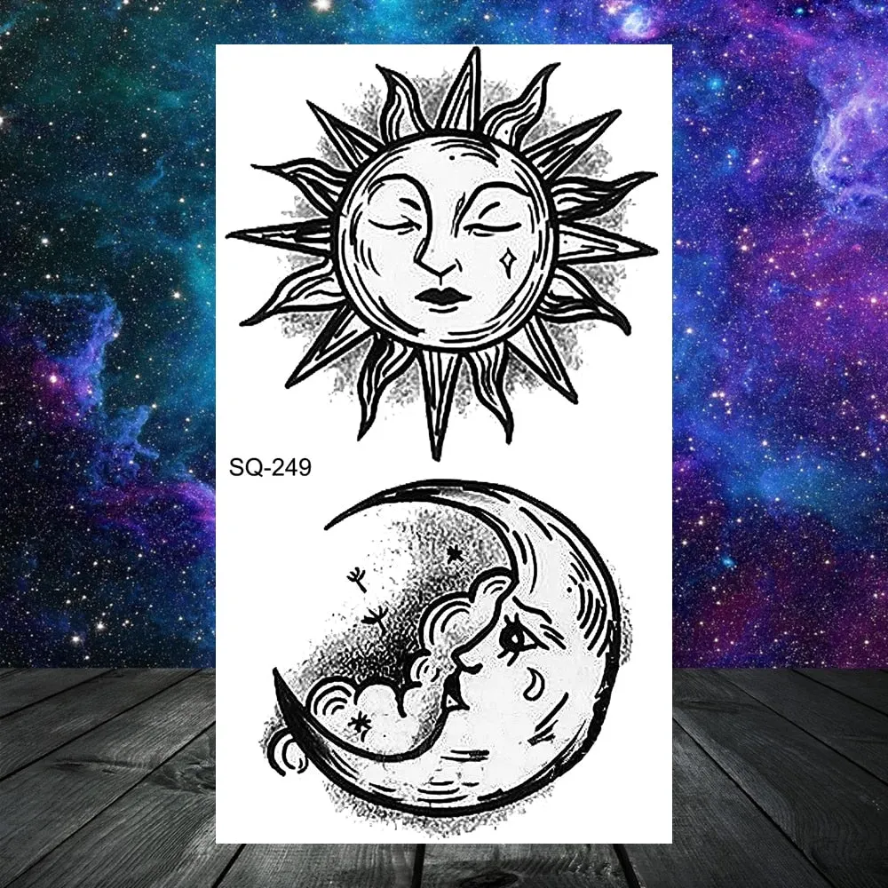 3D Universe Planet Temporary Tattoos For Women Adult Kids Girl Lotus Moon Outer Space Fake Tattoo Neck Arm Hands Small Tatoos