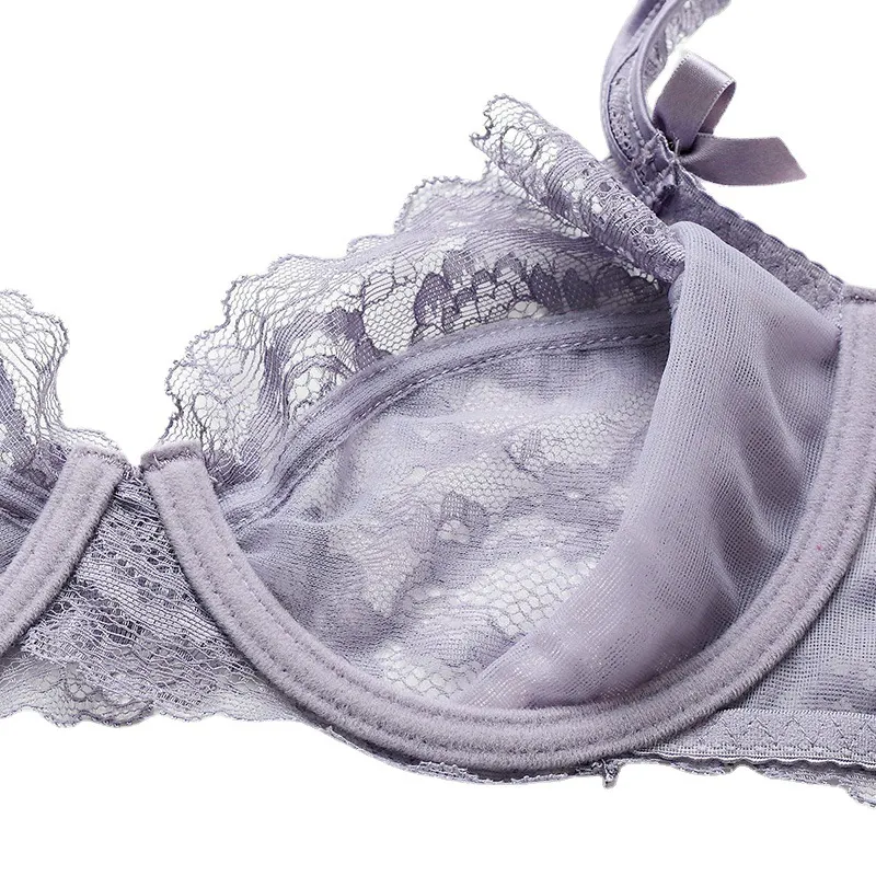 Churchf Ultra-Thin Lace Large Size Girl Bra Set Bow Sexy Breathable Seduction Summer Women's Set Of Underwear