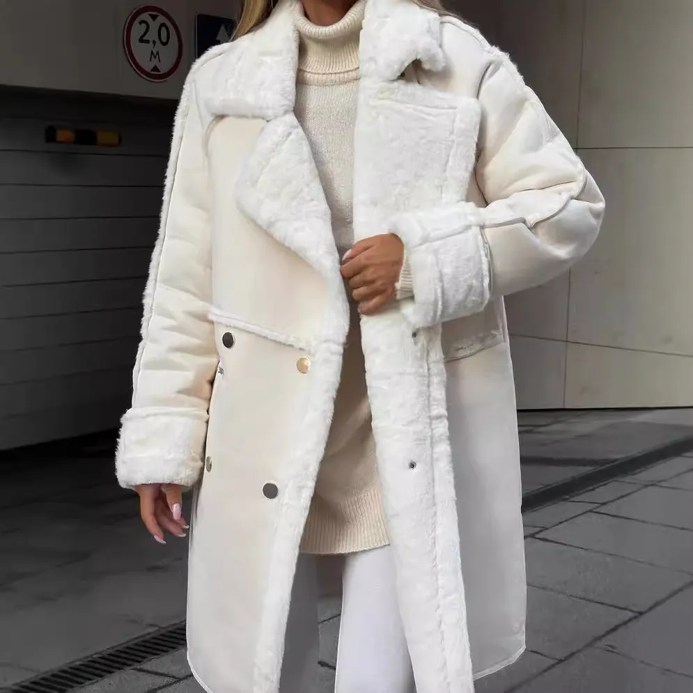 Nigikala Nigikala Winter New Fur Coat Collar Long Sleeves Plush Jacket