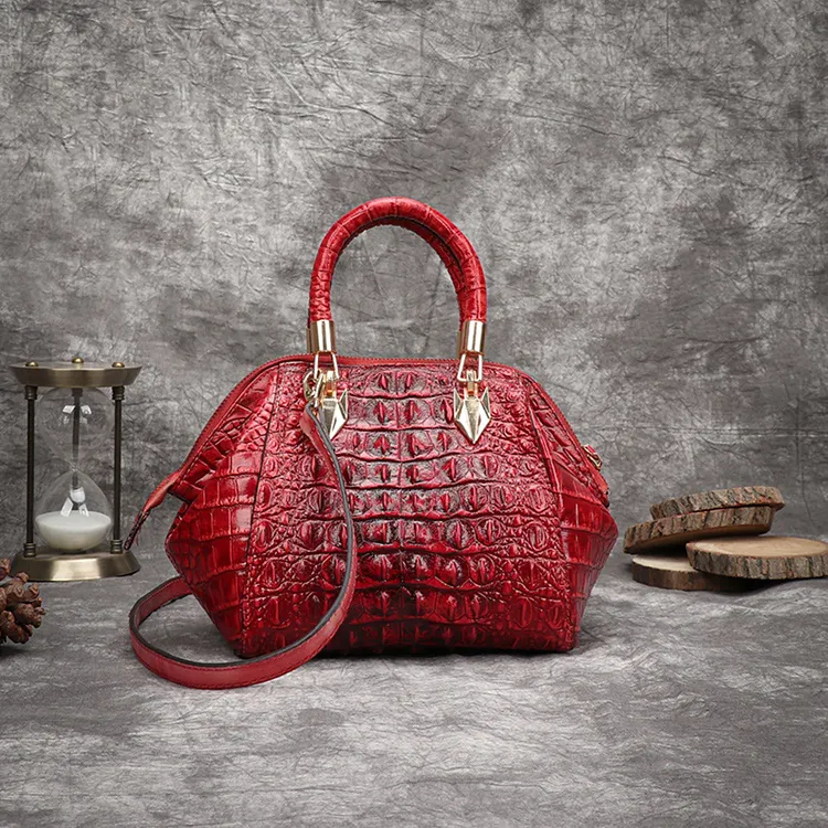 Vintage Leather Fashion Crocodile Pattern Shell Bag