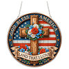 Diamond Painting Single-Sided Acrylic God Bless America - Cross Hanging Pendant Sun Catcher for Home Garden Wall Door