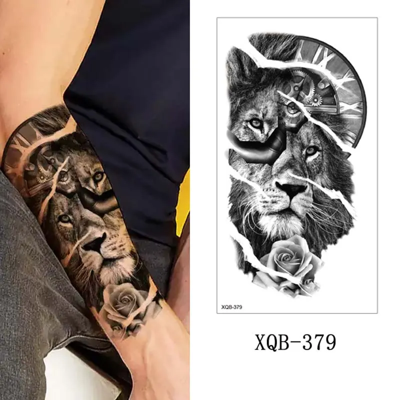 Sdrawing Forest Animal Temporary Tattoos for Men Wolf Tattoo Stickers Tiger Skull Skeleton Fake Tattoo for Women Arm Sleave