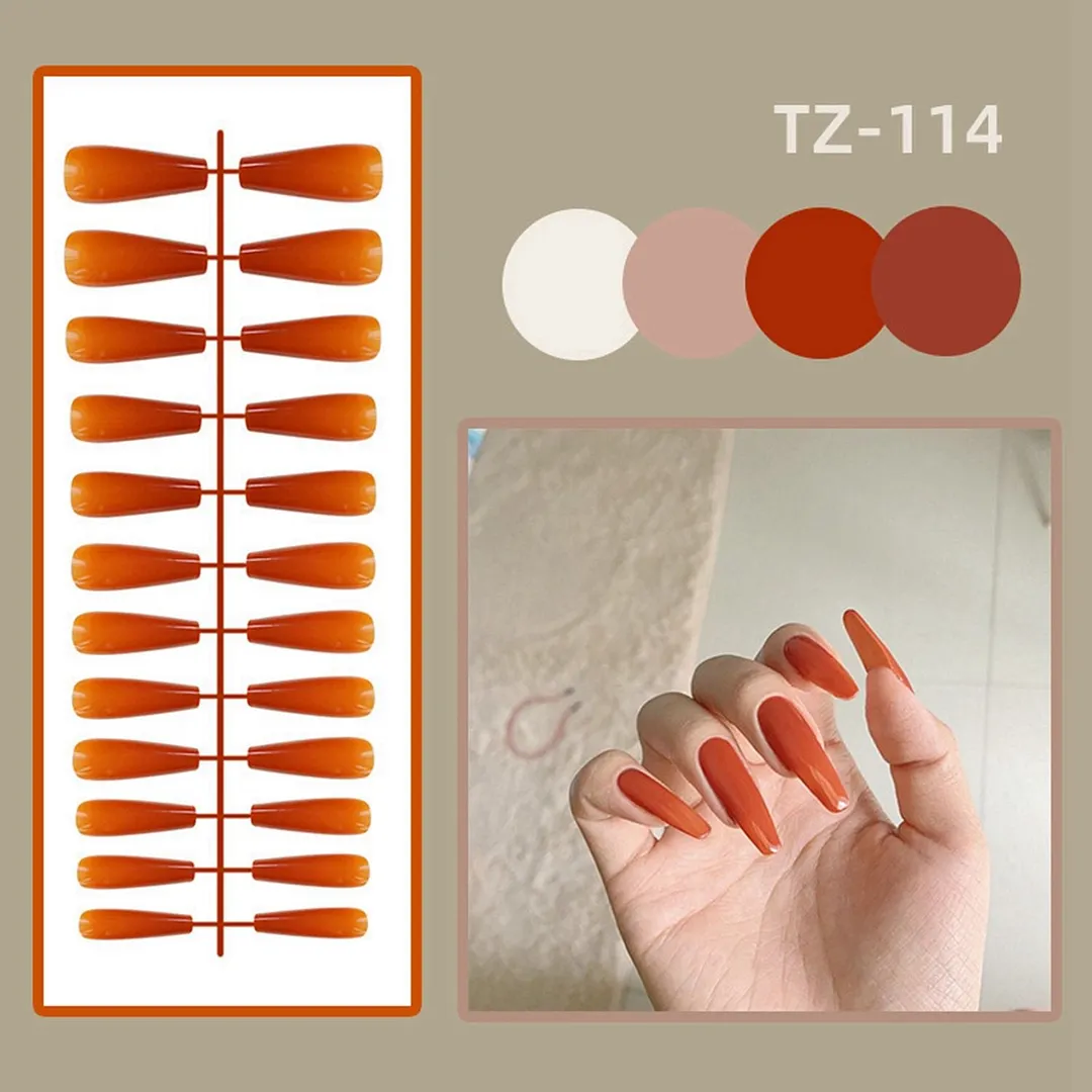24Pcs Detachable False Nails Gourd Ballerina Coffin Wearable Fake Nails Full Cover Nail Tips Acrylic Manicure Tips Press on Nail