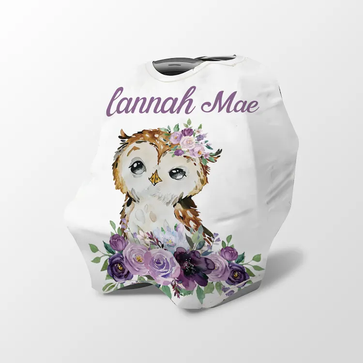 Personalized Flower Owl Baby Car Seat Canopy| Canopyl207