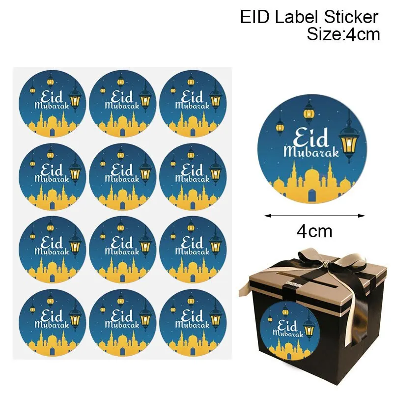 60/120pcs 4cm EID Mubarak Decorations Gift Lable Seal Stickers Islamic Muslim Eid Al Adha Decoration Ramadan Kareem Supplies