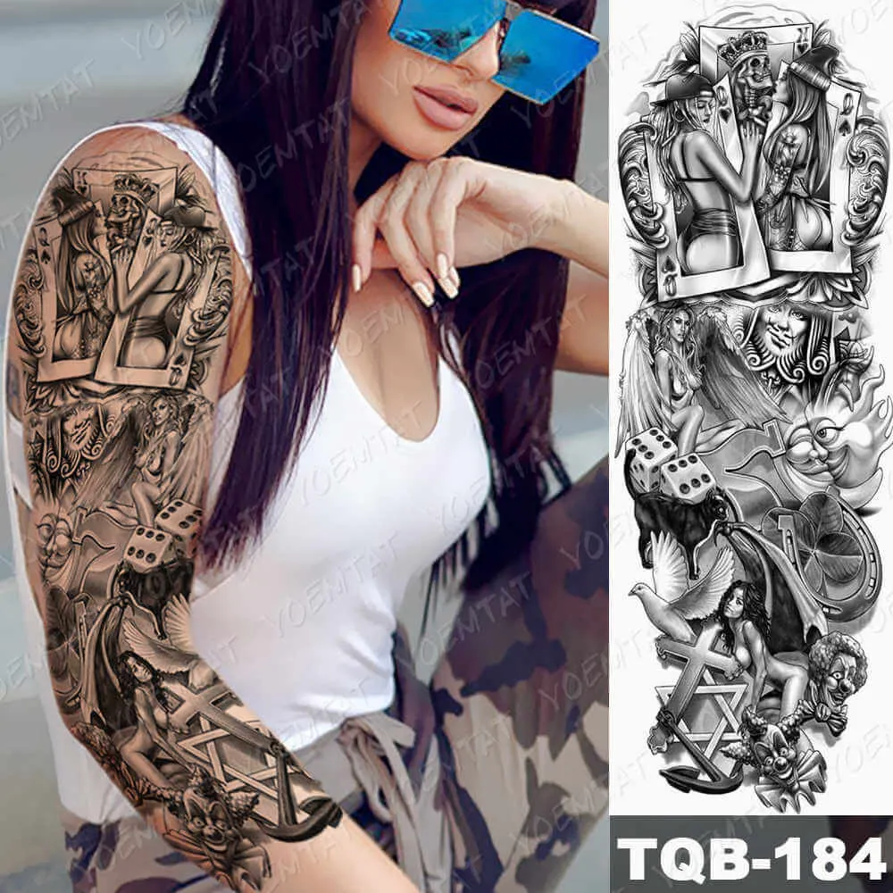 Large Arm Sleeve Tattoo Japan Samurai Waterproof Temporary Tatto Sticker Geisha Waist Leg Body Art Full Fake Tatoo Women Men