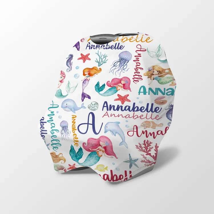 Personalized Mermaid Baby Car Seat Canopy| Canopyl172