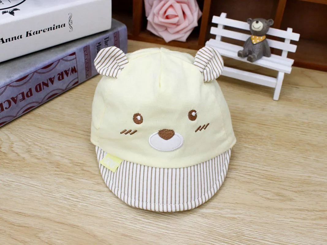 2018 Brand New 4 Colors Newborn Kids Baby Boy Girl Caps Baseball Caps Unisex Bear Striped Hats Cute Bear Little Ears Cap Gifts