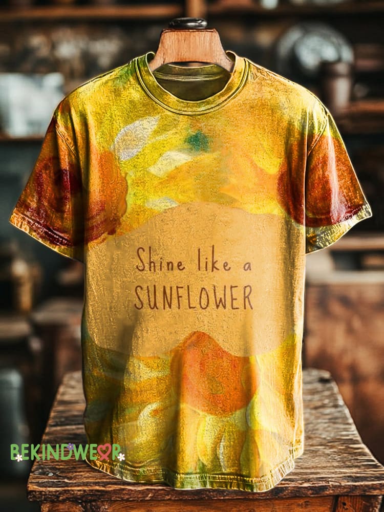 Shine Like A Sunflower Printed Casual Crew Neck Short Sleeve T-Shirt Multicolor / S
