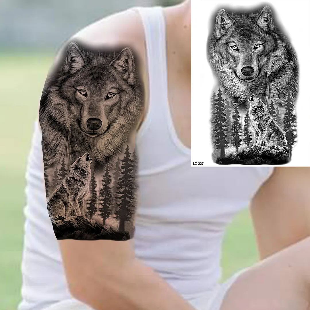 Sdrawing Cuttlefish Skeletion Scary Temporary Tattoos For Men Women Pirate Tiger Skull Totem Fake Tattoo Sticker Tatoos Octopus
