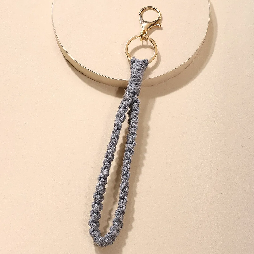 Macrame Wristlet Keychain Wall Hanging Key Chain Holder Boho Home Decor For Purse, Keys Phone Charm Gift For Friends
