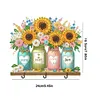 Wooden Sunflower Diamond Painting Hook Rail with 3 Hooks for Home Decor