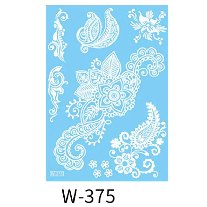 Sexy Henna Mehndi Tattoo White Lace Necklace Flower Water Transfer Temporary Tatoo Sticker Body Art Waterproof for Wedding Beach