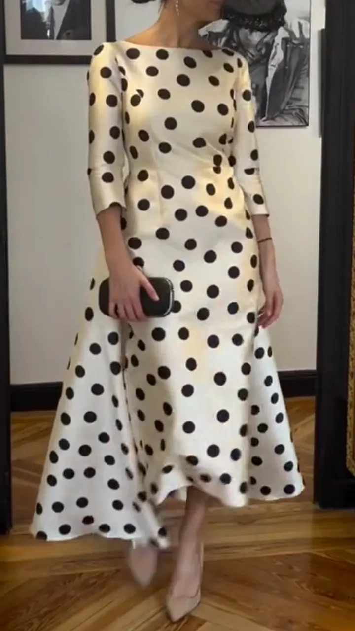Black Polka Dot Satin Dress