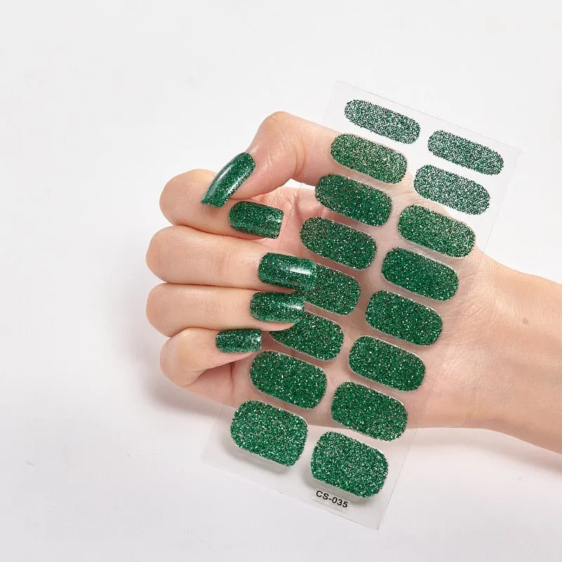 Nails Art Decoration Glitter Series Powder Sequins Decals Plain Stickers Nails Sticker Designer Nail Strips Women Nail Designs