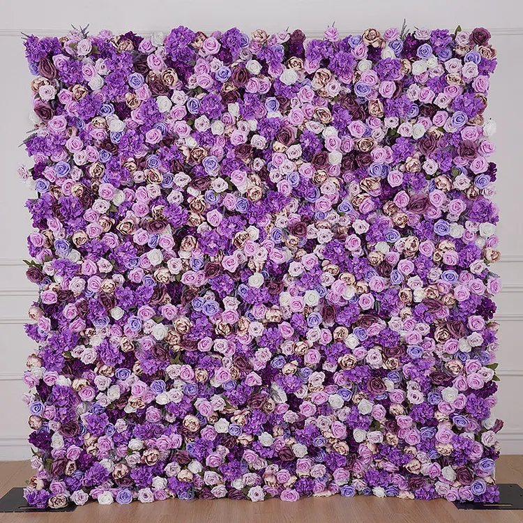 A7872 Lavender Purple Rose 5D Rolling Up Cloth Curtain Flower Wall