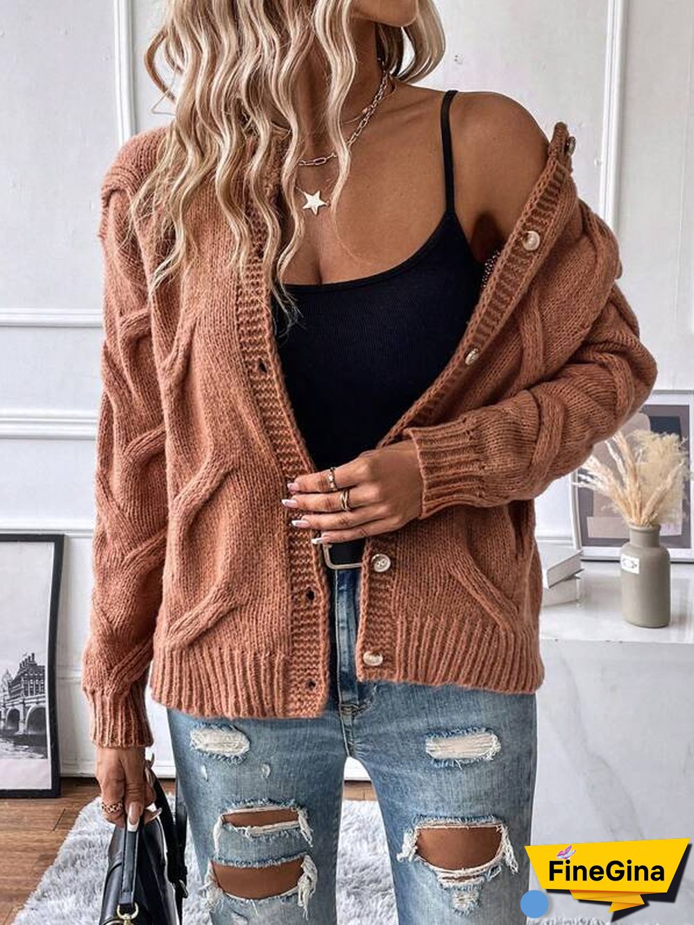 Coffee Plain Long Sleeve Sweater