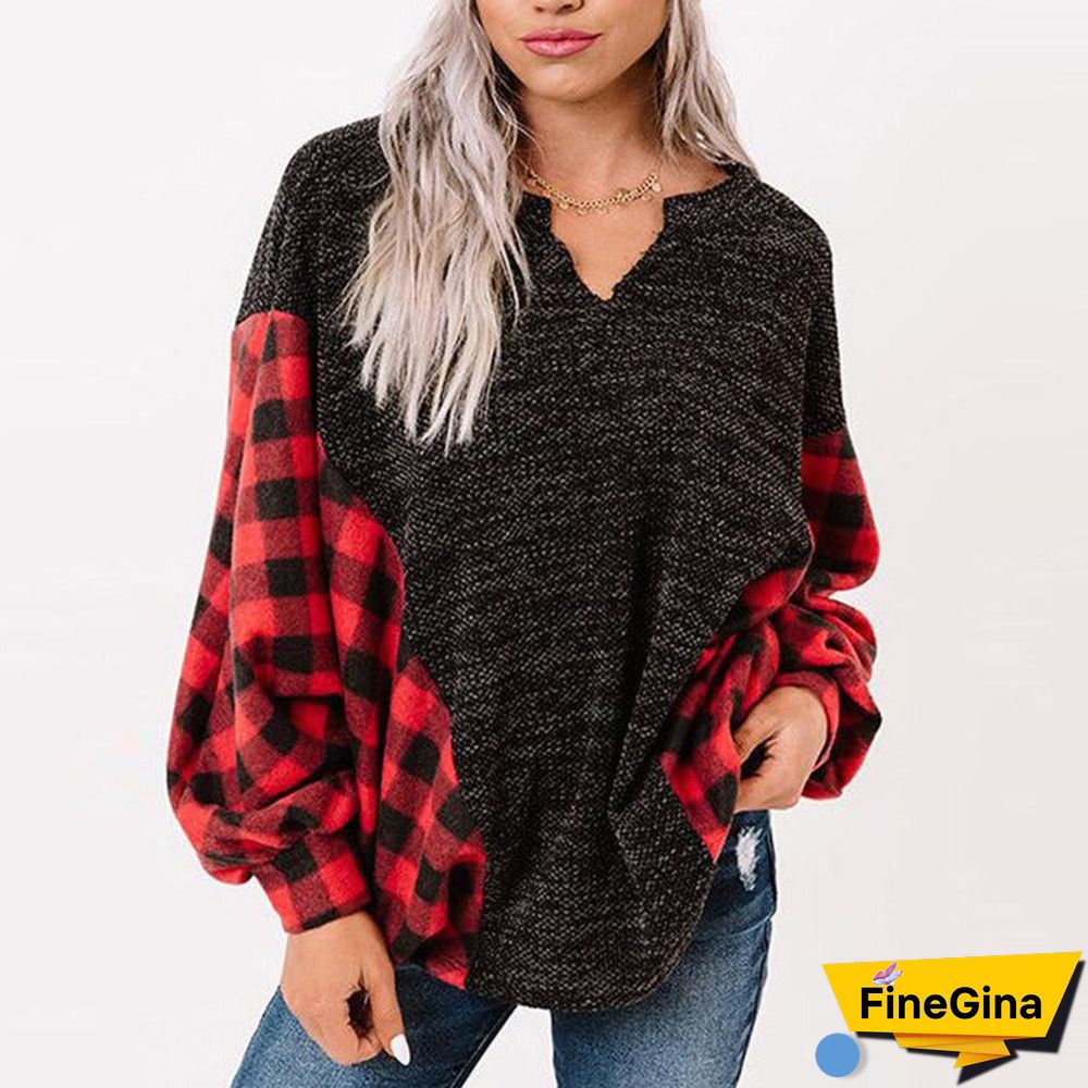 Red Long Sleeve Print Top