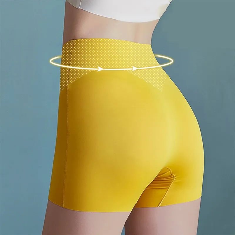 Billionm Women's Seamless Shorts Safety Pants High Waist Large Size Ice Silk Boxer Panties Anti Friction Skirt Shorts