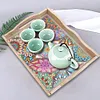 (35*24.5cm)Wooden Retro Mandala Pattern 5D DIY Diamond Painting Serving Tray with Handle Kit