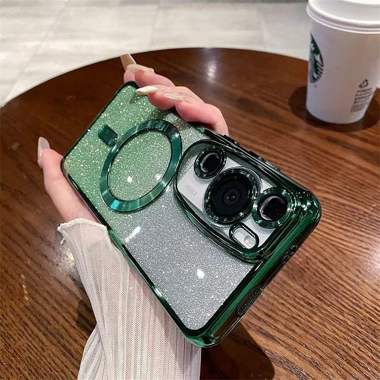Plating Gradient Glitter For Magsafe Case For Huawei P60 Pro P40 P30 P50 Pro Mate 60 50 40 Soft Silicone Magnetic Wireless Cover