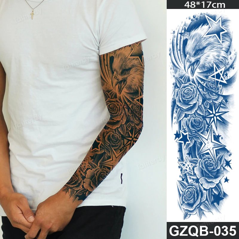 Sdrawing transfer tattoo fake large size full arm tattoo sleeve juice ink long lasting waterproof temporary tattoos men body art