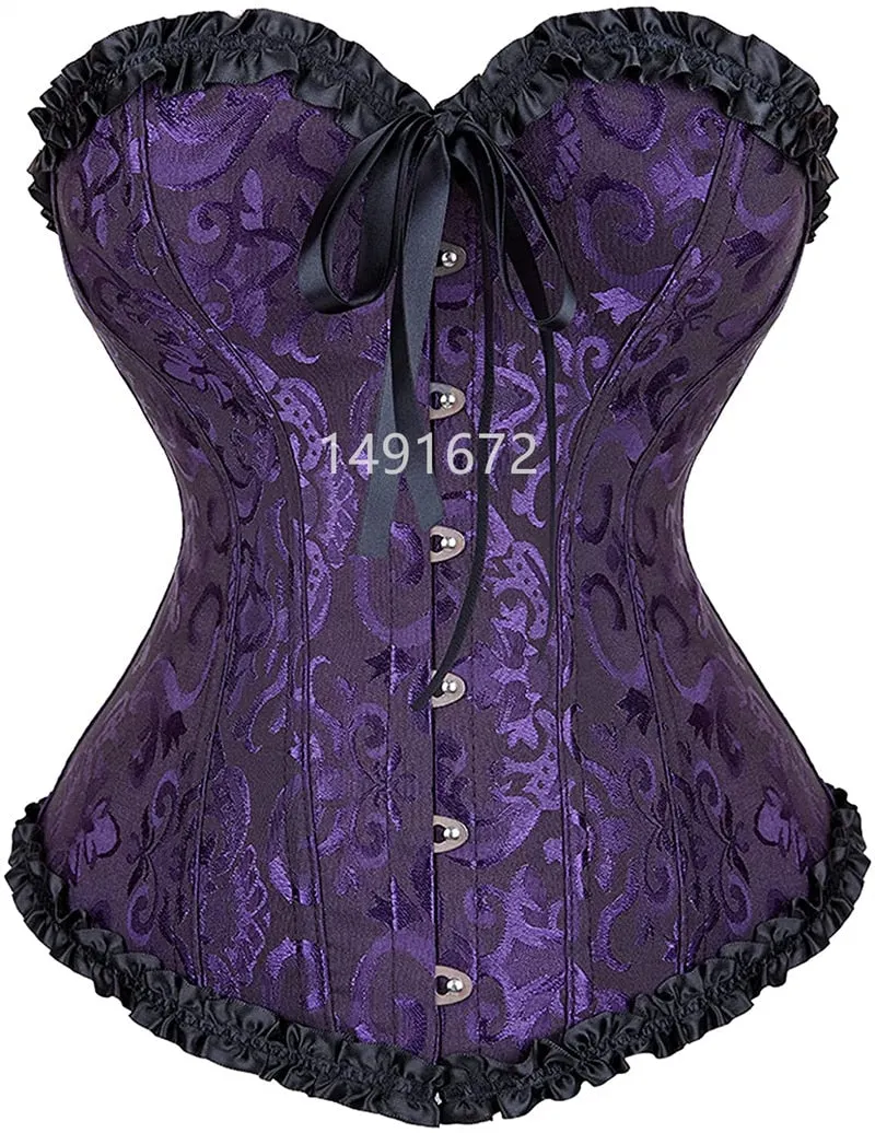 Corset Top Sexy Lace Plus Size Erotic Zip Floral Women Bustier Corsets Overbust Lingerie Vintage Victorian Fashion DropShipping