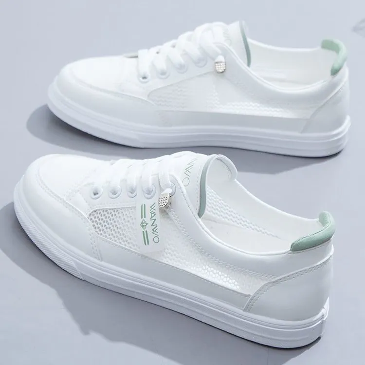 Churchf Churchf Summer New Mesh Breathable Single Shoes Female Students Flat Casual Shoes Round Head Good Match Sports Small White Shoes Female