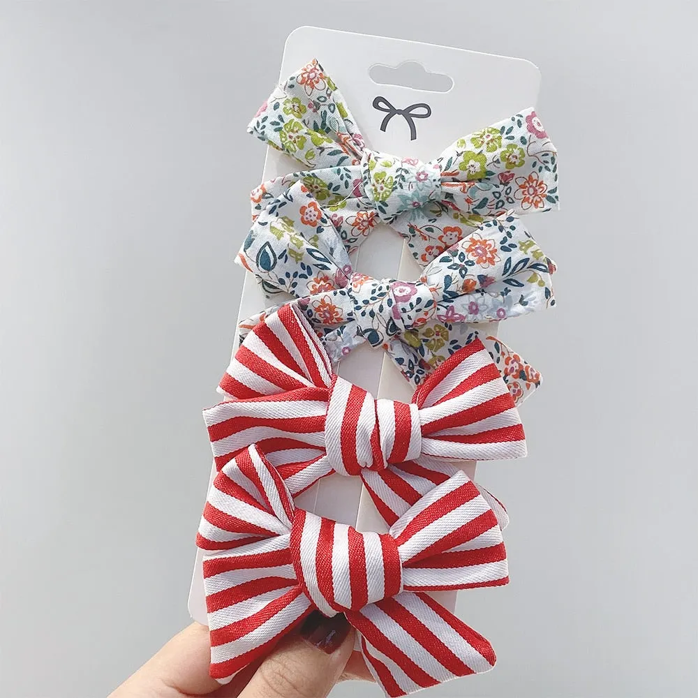 4Pcs/set 2021 New Leopard Print Hair Clips For Cute Girls BB Boutique Hairpins Bowknot Barrettes Headwear Kids Hair Acesssories