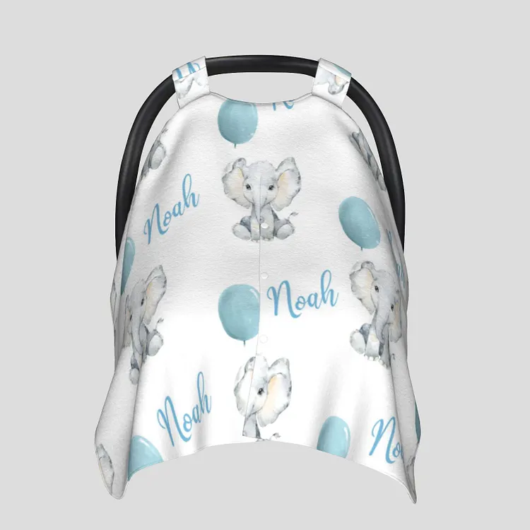 Personalized Baby Elephant Car Seat Canopy for Comfort & Unique| C12