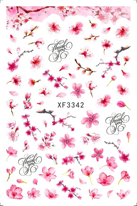 3D Nail Art Stickers Manicure Decoration Design Nail Art Decal Green Clover Leaf Nail Art Designer Decals Beautiful Flower