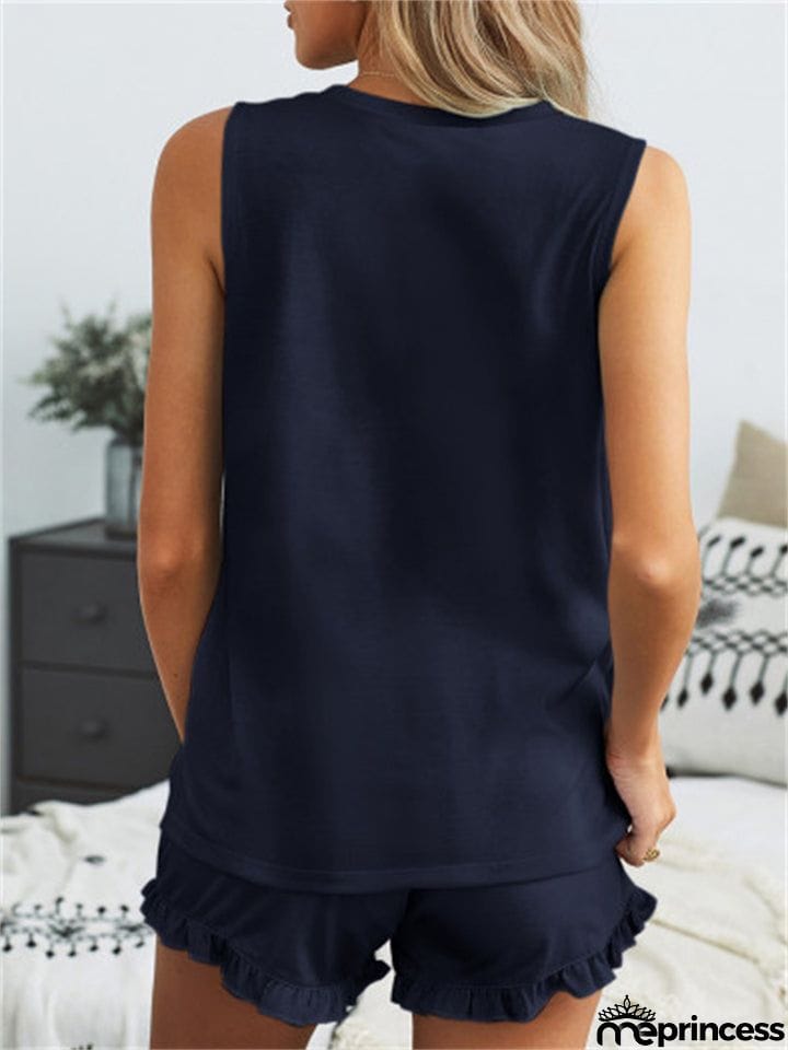 Women's Loose Cozy Round Neck Sleeveless Summer Sets