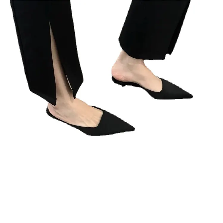 Churchf Churchf Half Slippers Female Summer New Style 2023 Thin Heel Pointed Lazy People Wear Low Heel Set Foot Muller Shoes Cool Drag Female