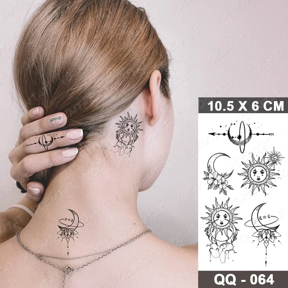 Waterproof Temporary Tattoo Sticker Small Lines Flowers Flash Tatoo Geometry Hand Arm Wrist Fake Tatto For Body Art Women Child