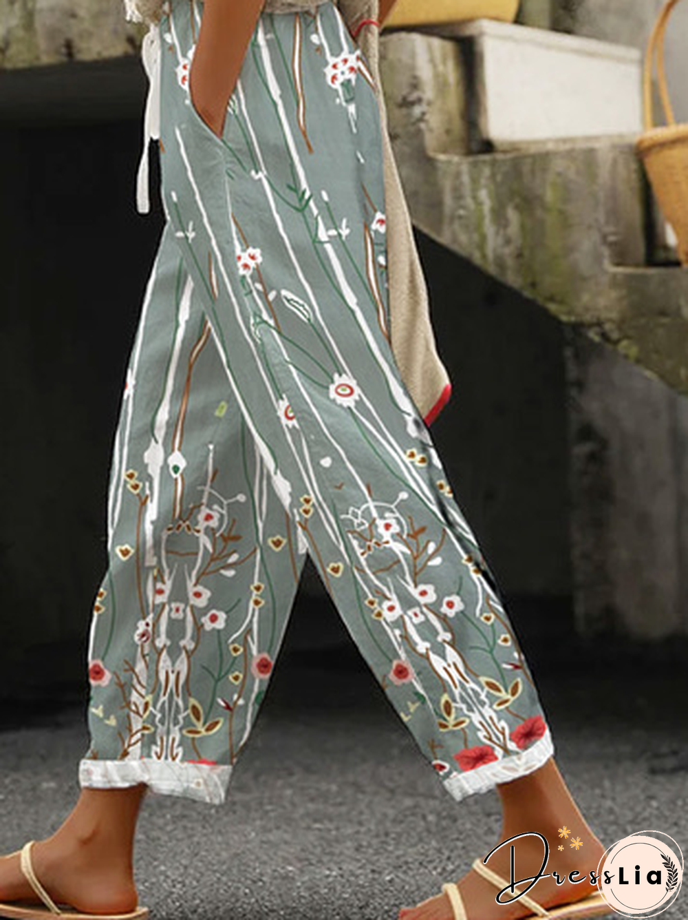 Casual Floral Printed Casual Pants