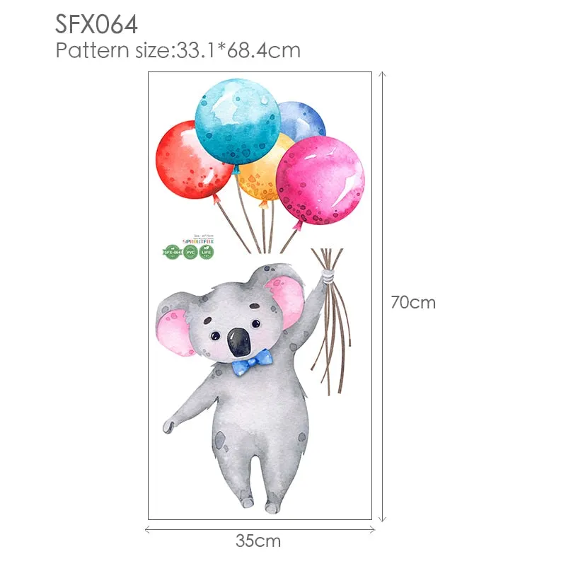 Animal Cartoon Wall Stickers For Kids Rooms Balloon Bunny Decorative 3D Wall Stickers For Children Rooms Large Kids Wall Decals