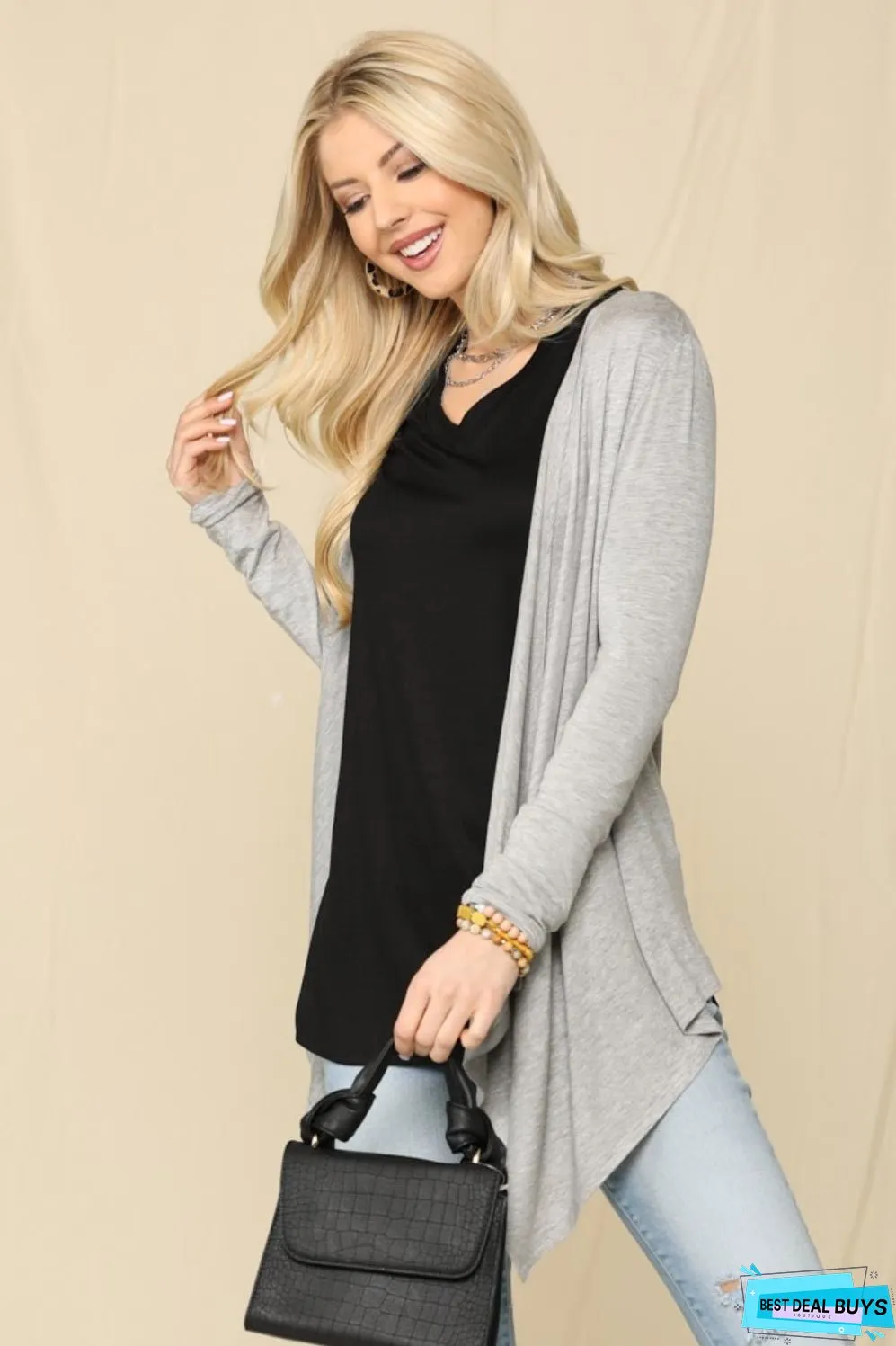 Celeste Full Size Open Front Knit Cardigan