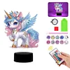 (US Local)Unicorn Diamond Painting Night Light Diamond Art Lamp Home Decoration (A)
