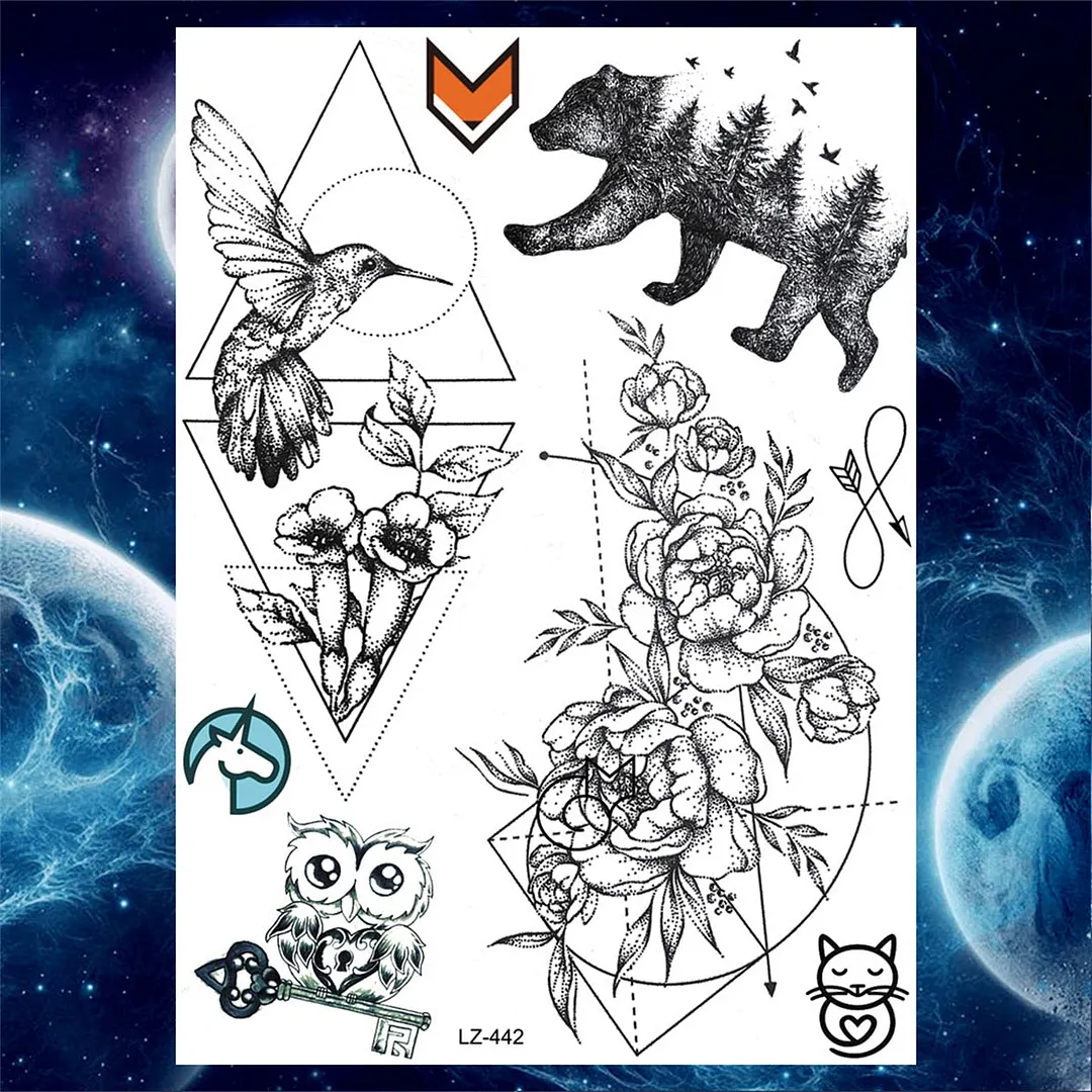 Sexy Girl 3D Flower Rose Temporary Tattoos For Women Black Dreamcatcher Tattoo Sticker Realistic Fake Peony Large Tatoos Paste