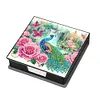 (US Local)Peacock PU Diamond Art Note Box with 160 Sheets of Paper Craft Kit